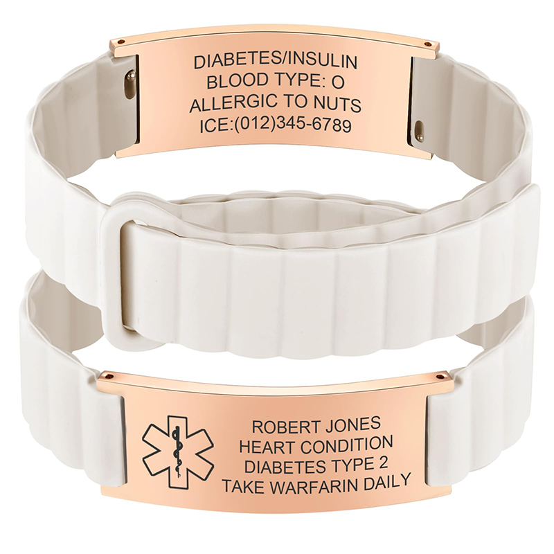 Silicone Band Women - Bracelet d'identification médicale personnalisé pour hommes