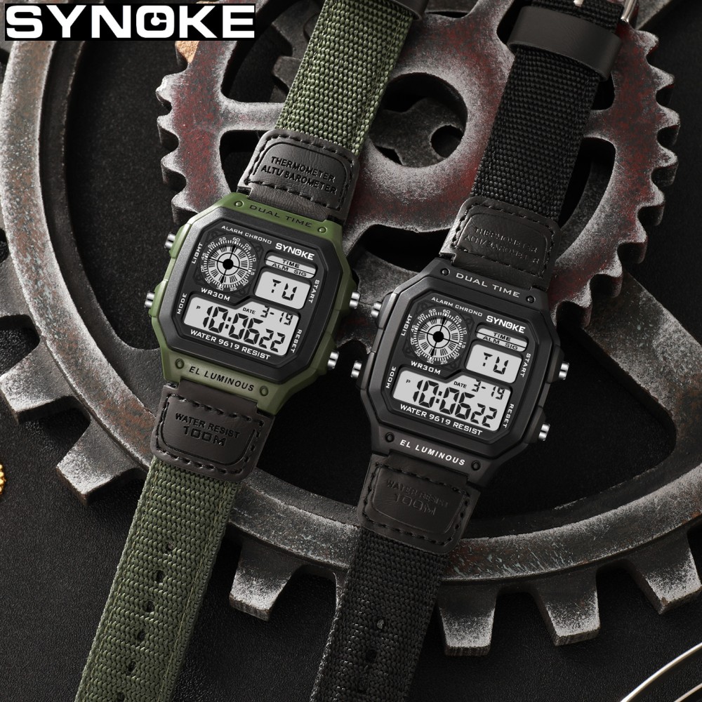 Canvas Strap Watch - Synoke montre numérique militaire extérieure pour
