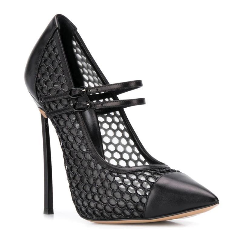 Mesh Strap Metal - Escarpins Sexy en maille Patchwork à
