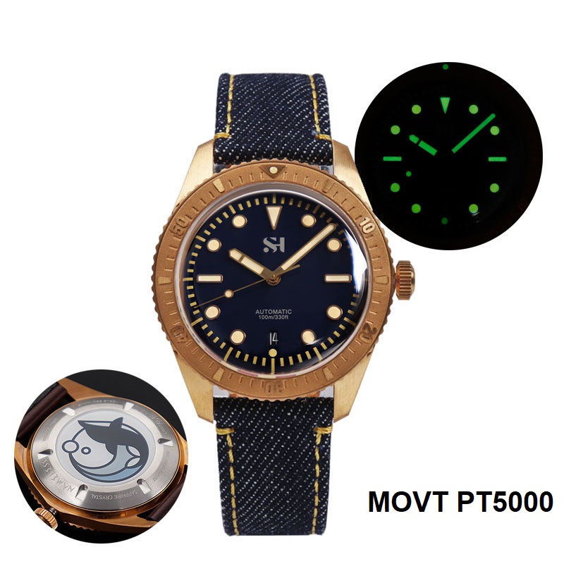 Canvas Strap Watch - SeaghydrPT5000 Montre mécanique à remontage manuel