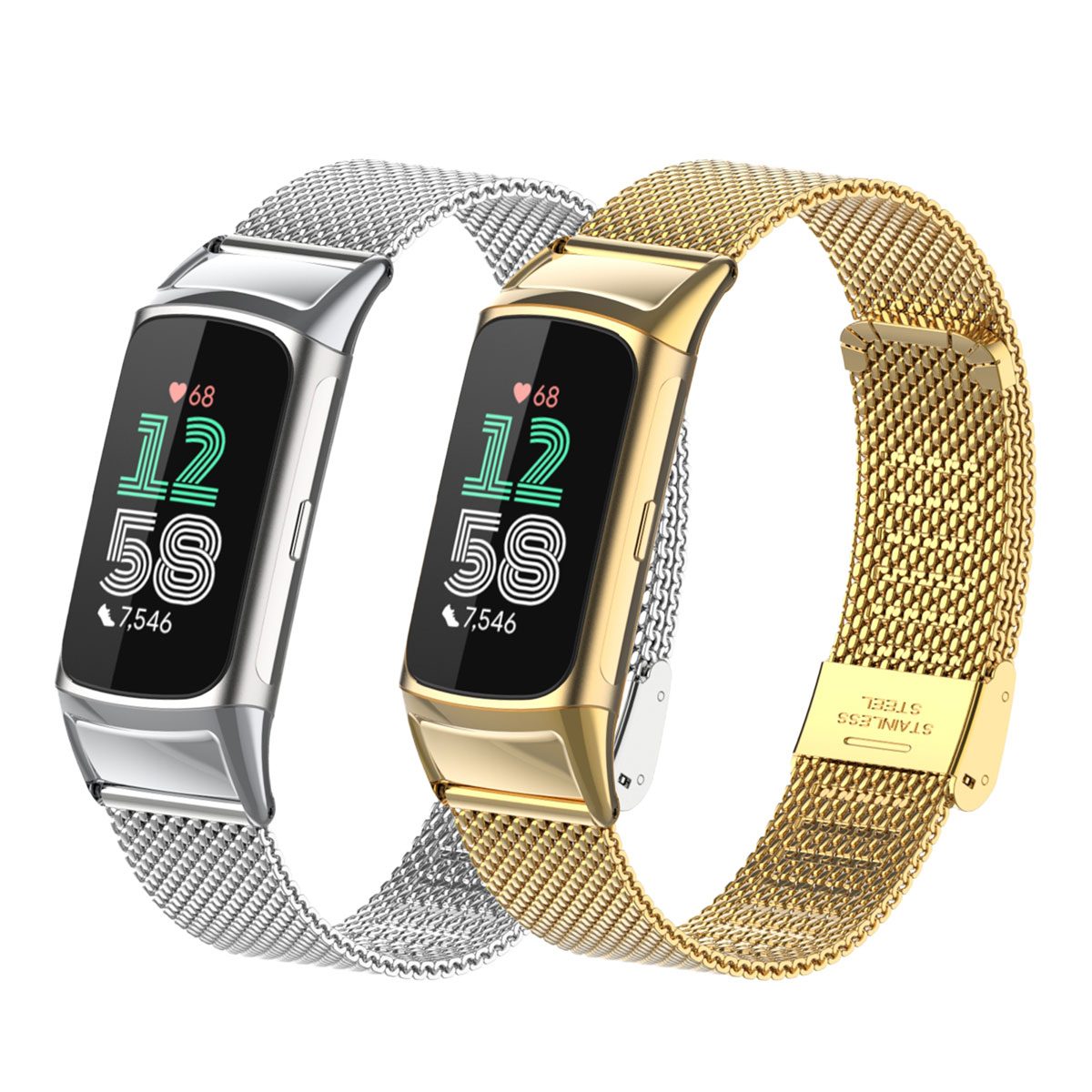 Mesh Strap Metal - Convient pour Fitbit Charge 5/6, bracelet