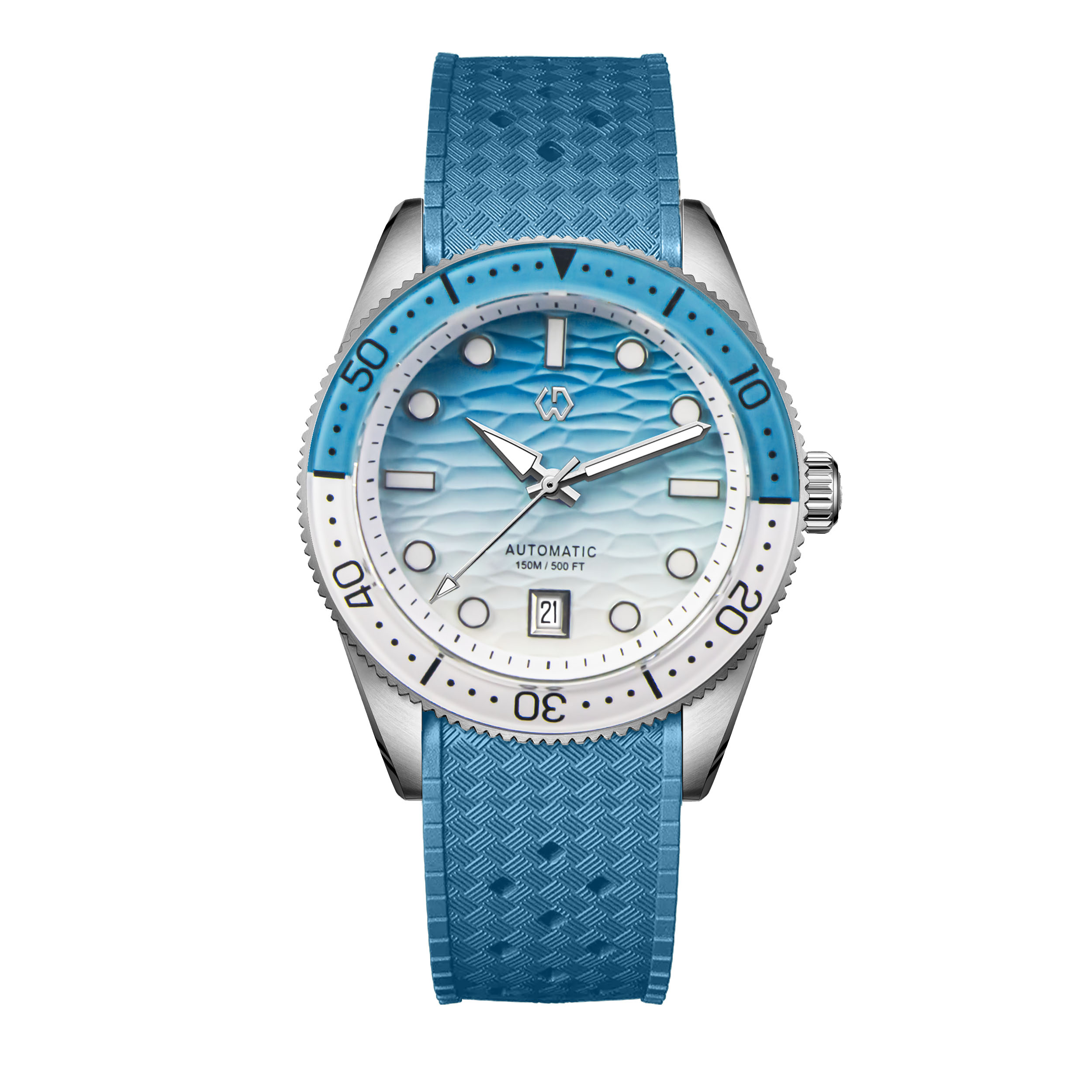 Rubber Strap Diver - Montre de plongée pour hommes, 40mm,