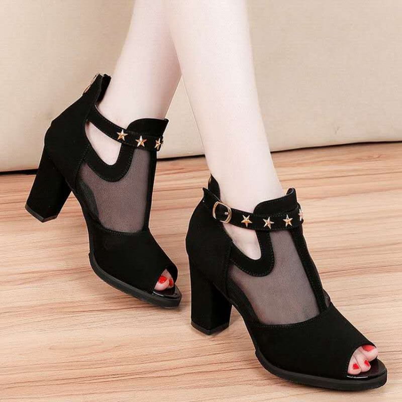 Mesh Strap Metal - Sandales à talons hauts compensés en