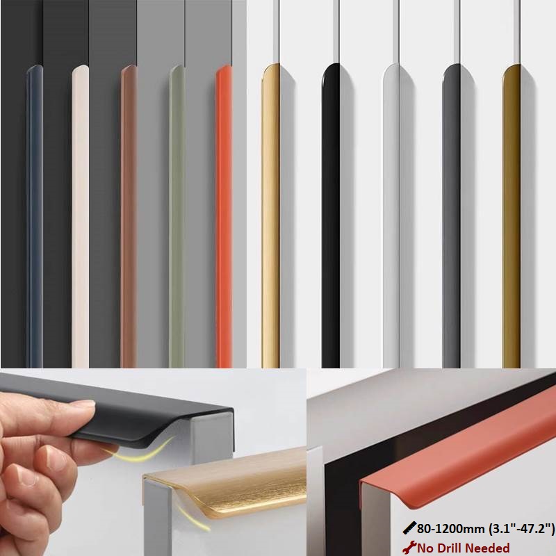 Curved Spring Bar - Poignées d'armoire invisibles en aluminium 80
