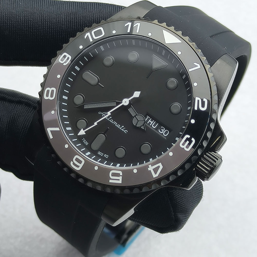 Montre mécanique noire en acie - Stainless Bracelet Diver avis et prix