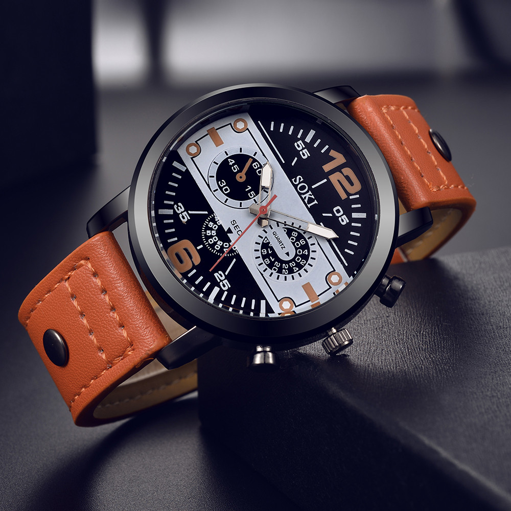 Montre élégante pour homme, br - Leather Watch Band Men avis et prix