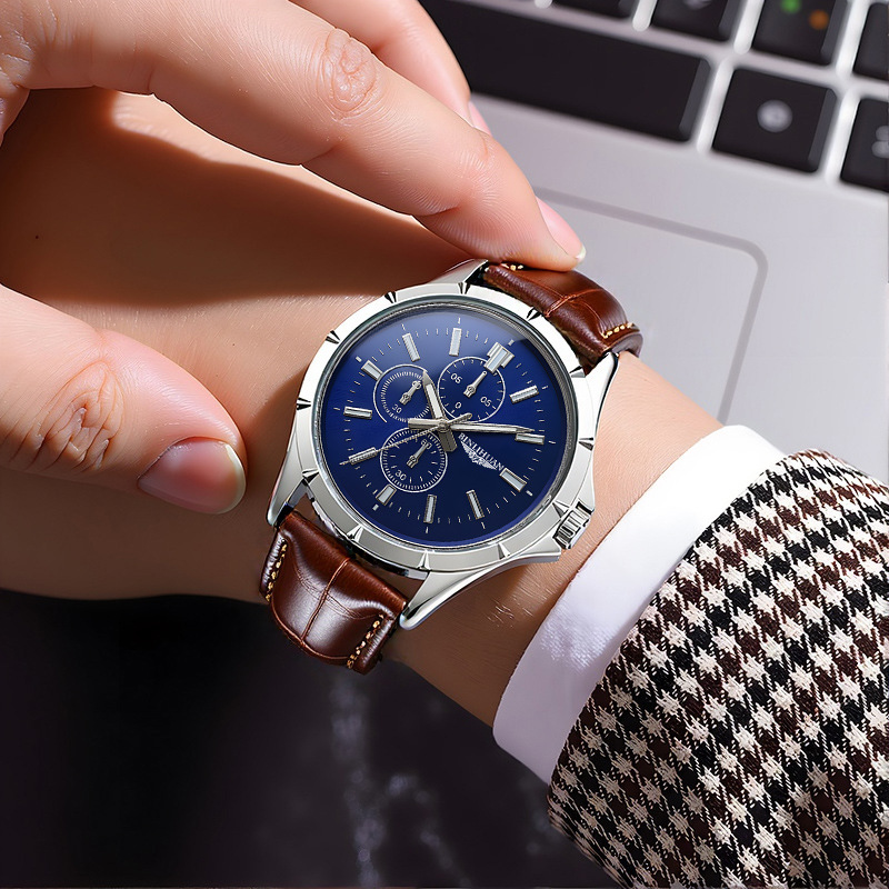Montre chronographe à quartz p - Leather Watch Band Men avis et prix