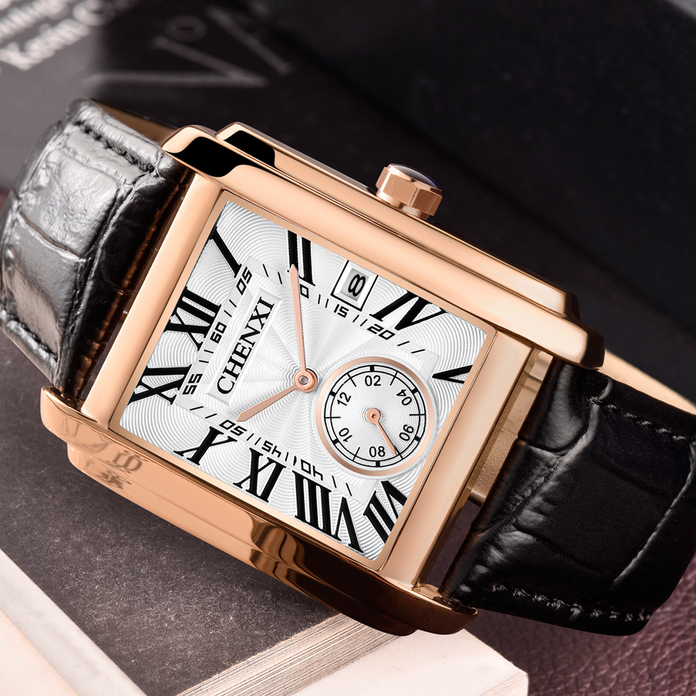 CHENghts-Montres-bracelets car - Leather Watch Band Men avis et prix