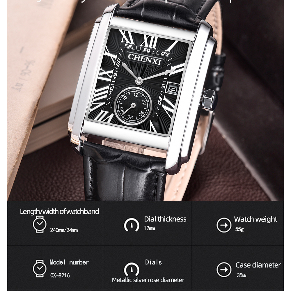 CHENghts-Montres-bracelets car - Leather Watch Band Men avis et prix