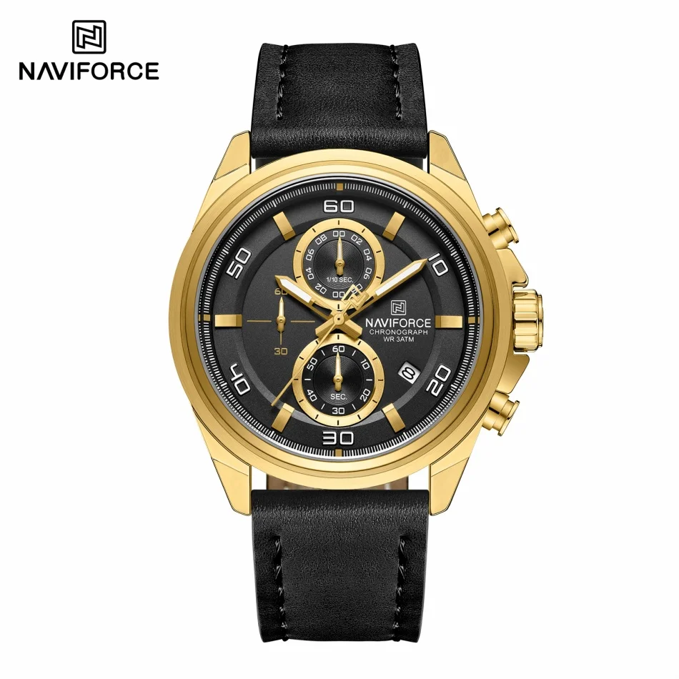 NAVIFORCE aiguilles montres br - Leather Watch Band Men avis et prix
