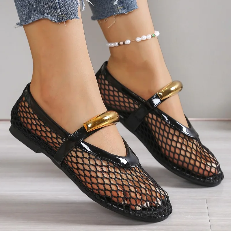 Sandales d'été respirantes à b - Mesh Strap Metal avis et prix