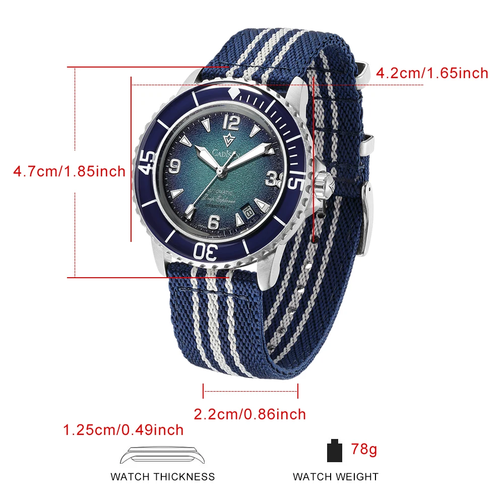 CADISEN Deep Explorer MIYOTA 8 - Canvas Strap Watch avis et prix