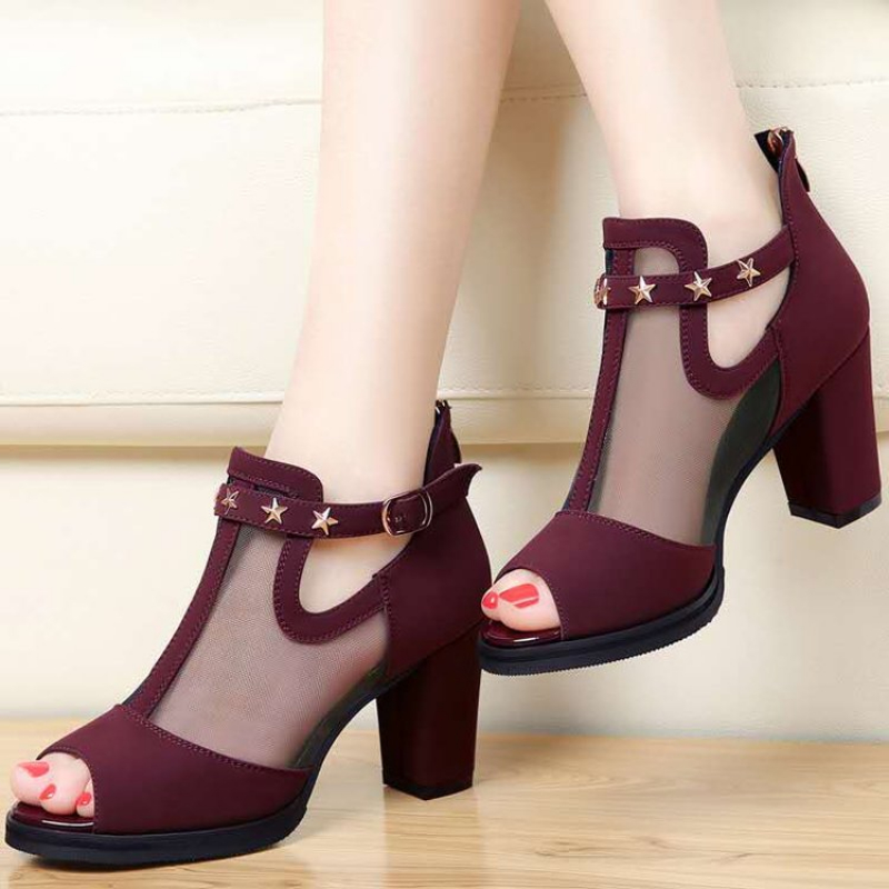 Sandales à talons hauts compen - Mesh Strap Metal avis et prix